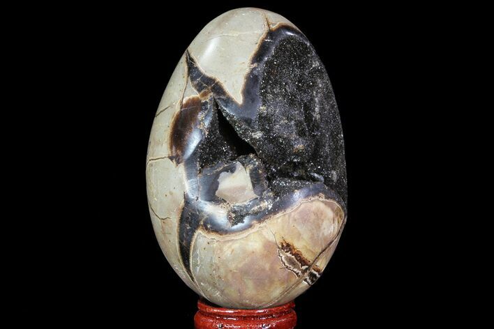 Septarian Dragon Egg Geode - Black Crystals #71897